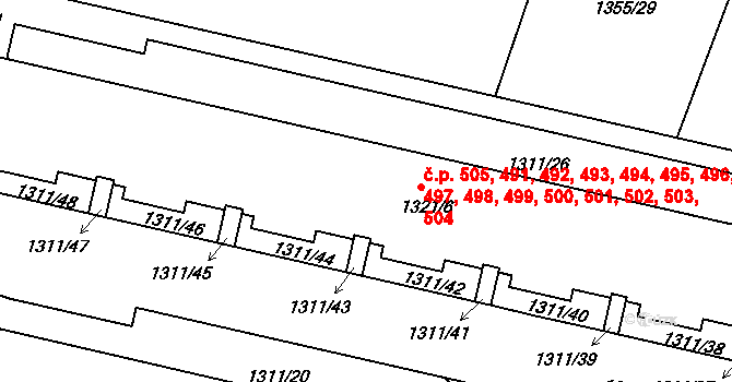 Troja 491,492,493,494,495,, Praha na parcele st. 1321/6 v KÚ Troja, Katastrální mapa
