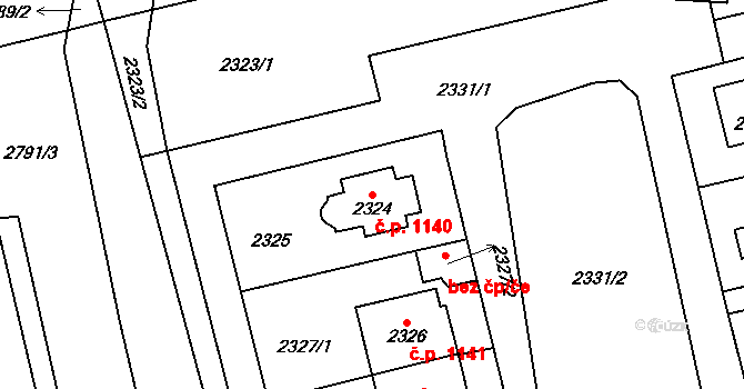Vršovice 1140, Praha na parcele st. 2324 v KÚ Vršovice, Katastrální mapa