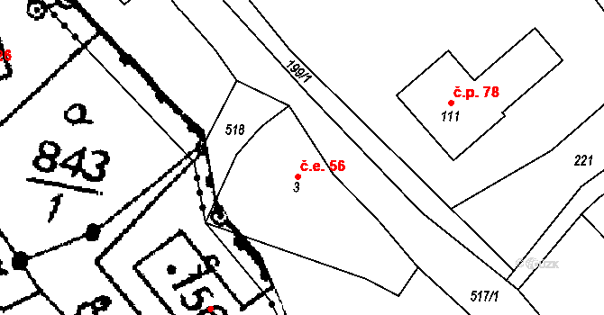 Záhornice 56, Trnov, Katastrální mapa