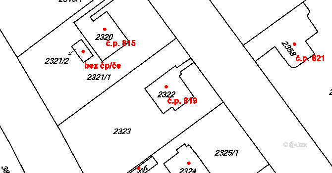 Bolevec 819, Plzeň na parcele st. 2322 v KÚ Bolevec, Katastrální mapa