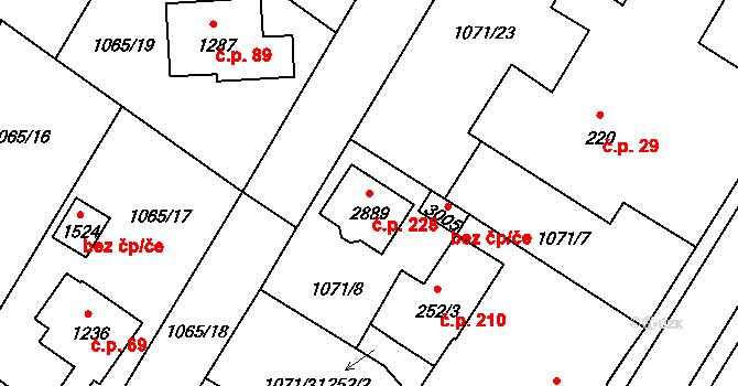 Hamrníky 228, Mariánské Lázně na parcele st. 2889 v KÚ Úšovice, Katastrální mapa