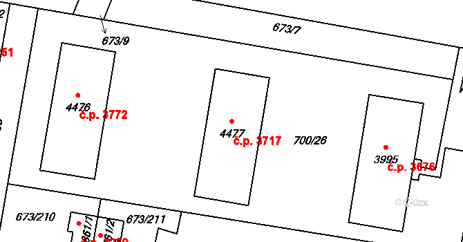 Zlín 3717 na parcele st. 4477 v KÚ Zlín, Katastrální mapa