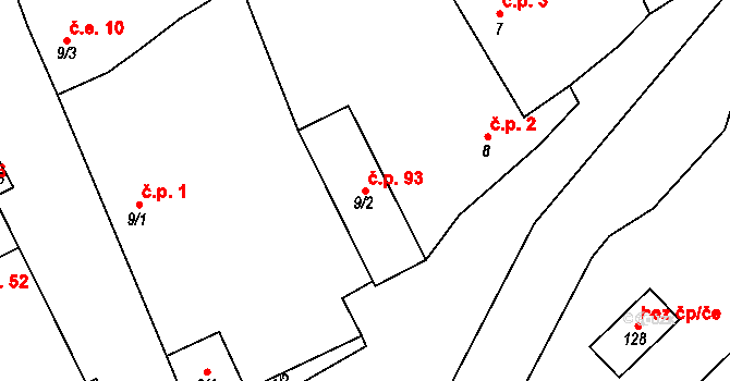 Liběšovice 93, Blšany na parcele st. 9/2 v KÚ Liběšovice, Katastrální mapa