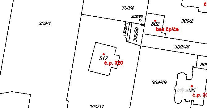 Malá Skalice 320, Česká Skalice na parcele st. 517 v KÚ Malá Skalice, Katastrální mapa