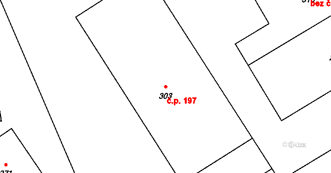 Kožichovice 197 na parcele st. 303 v KÚ Kožichovice, Katastrální mapa