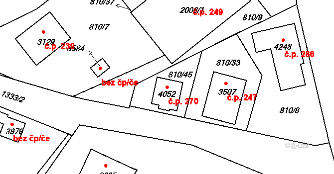 Nádražní Předměstí 270, Český Krumlov na parcele st. 4052 v KÚ Český Krumlov, Katastrální mapa