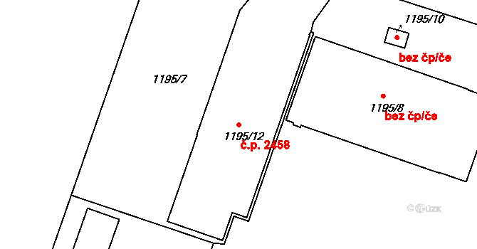České Budějovice 3 2458, České Budějovice na parcele st. 1195/12 v KÚ České Budějovice 3, Katastrální mapa