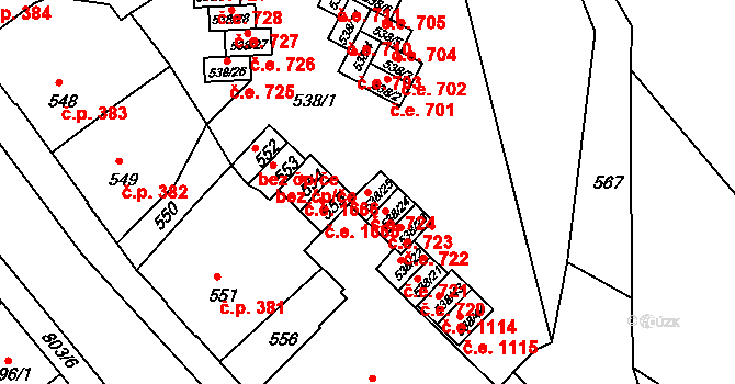 Děčín IV-Podmokly 724, Děčín na parcele st. 538/25 v KÚ Podmokly, Katastrální mapa