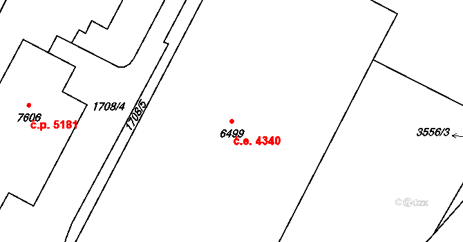 Zlín 4340 na parcele st. 6499 v KÚ Zlín, Katastrální mapa