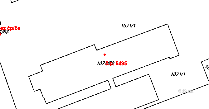 Třebovice 5495, Ostrava na parcele st. 1071/52 v KÚ Třebovice ve Slezsku, Katastrální mapa