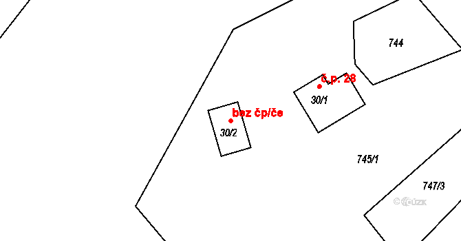 Krásná 40343057 na parcele st. 30/2 v KÚ Krásná pod Lysou Horou, Katastrální mapa