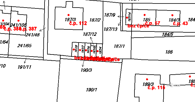 Litvínovice 40534057 na parcele st. 187/4 v KÚ Litvínovice, Katastrální mapa