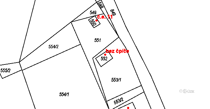 Homole u Panny 44706057 na parcele st. 552 v KÚ Suletice, Katastrální mapa