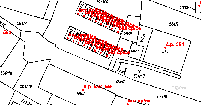 Brno 45545057 na parcele st. 1874/9 v KÚ Komín, Katastrální mapa