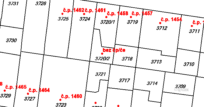 České Budějovice 3 2898, České Budějovice na parcele st. 3720/2 v KÚ České Budějovice 3, Katastrální mapa