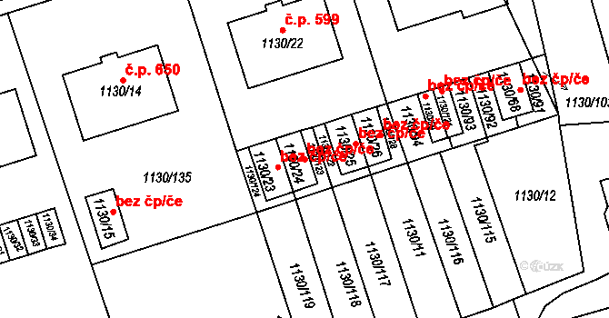 Drnovice 48907057 na parcele st. 1130/24 v KÚ Drnovice u Vyškova, Katastrální mapa