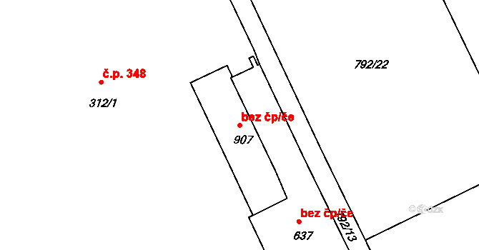 Ústí nad Orlicí 50144057 na parcele st. 907 v KÚ Hylváty, Katastrální mapa