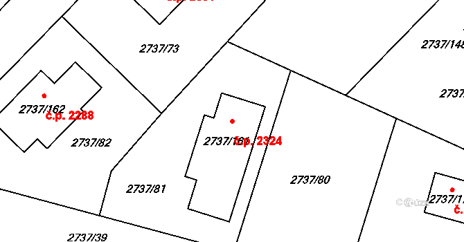 Benešov 2324 na parcele st. 2737/161 v KÚ Benešov u Prahy, Katastrální mapa