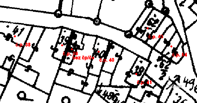 Velichovky 40 na parcele st. 40 v KÚ Velichovky, Katastrální mapa