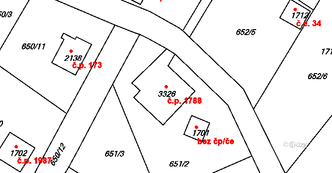 Náchod 1788 na parcele st. 3326 v KÚ Náchod, Katastrální mapa