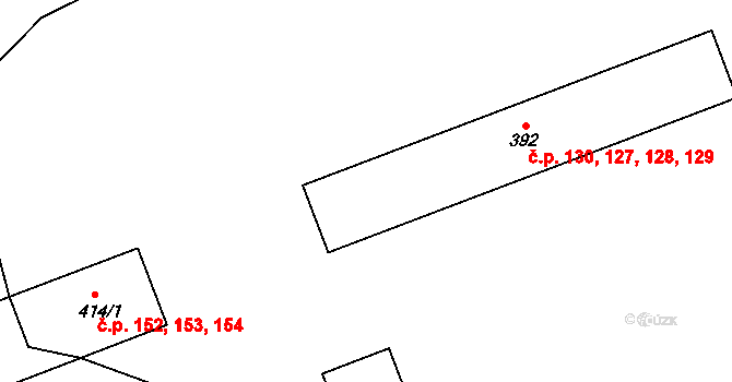 Rybitví 127,128,129,130 na parcele st. 392 v KÚ Rybitví, Katastrální mapa