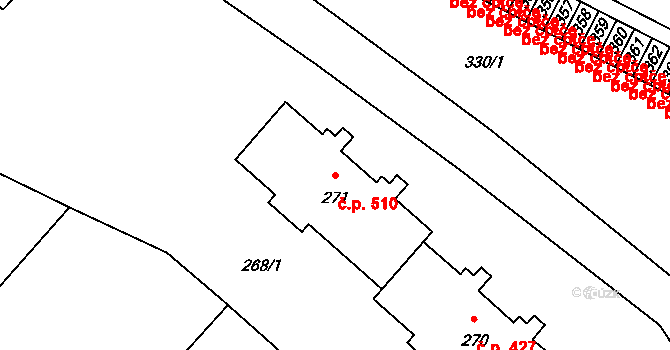 Postřelmov 510 na parcele st. 271 v KÚ Postřelmov, Katastrální mapa