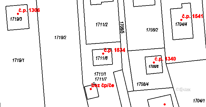 Kylešovice 1534, Opava na parcele st. 1711/8 v KÚ Kylešovice, Katastrální mapa
