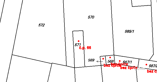 Velké Březno 66 na parcele st. 571 v KÚ Velké Březno, Katastrální mapa