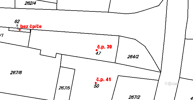 Vrbka 39, Kozlov na parcele st. 47 v KÚ Vrbka u Ledče nad Sázavou, Katastrální mapa
