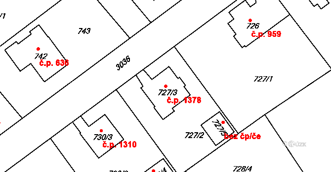 Rychnov nad Kněžnou 1378 na parcele st. 727/3 v KÚ Rychnov nad Kněžnou, Katastrální mapa