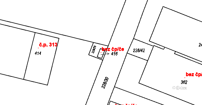 Tachlovice 115155058 na parcele st. 416 v KÚ Tachlovice, Katastrální mapa