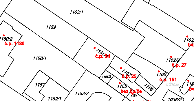 Svatobořice 24, Svatobořice-Mistřín na parcele st. 1158/1 v KÚ Svatobořice, Katastrální mapa