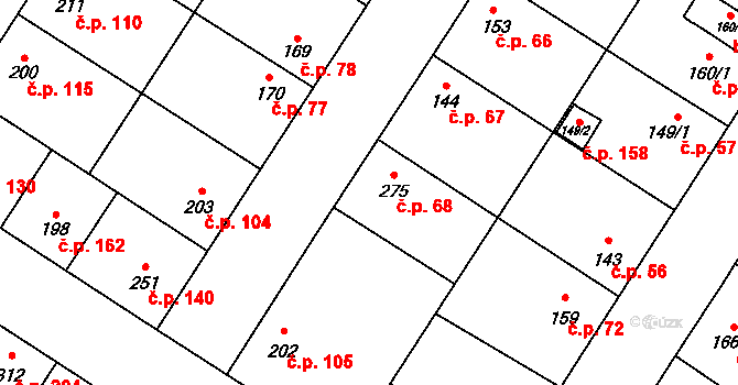 Humny 68, Pchery na parcele st. 275 v KÚ Pchery, Katastrální mapa