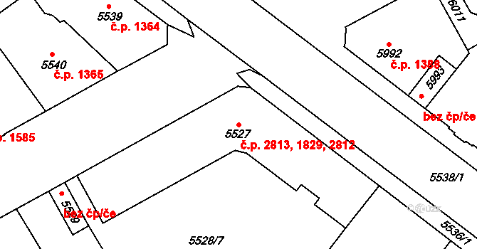 Kladno 1829,2812,2813 na parcele st. 5527 v KÚ Kladno, Katastrální mapa