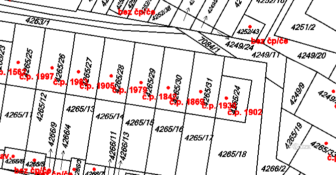 Boskovice 1869 na parcele st. 4265/30 v KÚ Boskovice, Katastrální mapa