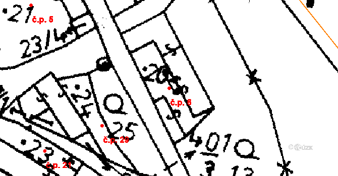 Pacelice 6, Škvořetice na parcele st. 20 v KÚ Pacelice, Katastrální mapa