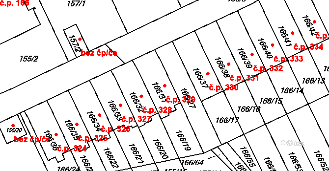 Klokoty 329, Tábor na parcele st. 166/31 v KÚ Klokoty, Katastrální mapa