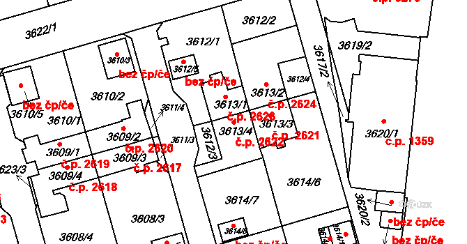 Frýdek 2622, Frýdek-Místek na parcele st. 3613/4 v KÚ Frýdek, Katastrální mapa