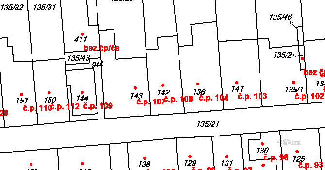 Luby 108, Klatovy na parcele st. 142 v KÚ Luby, Katastrální mapa