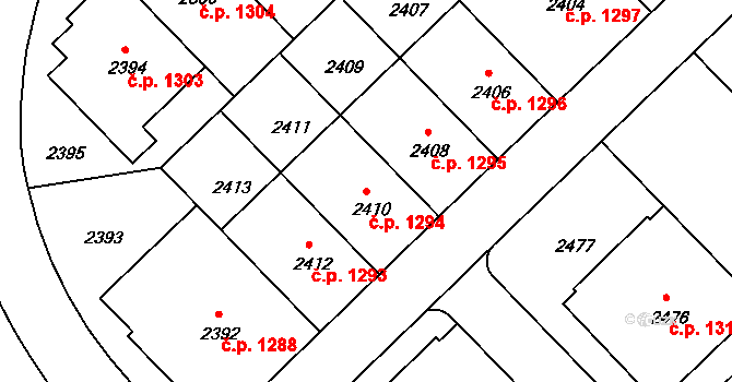 Nusle 1294, Praha na parcele st. 2410 v KÚ Nusle, Katastrální mapa