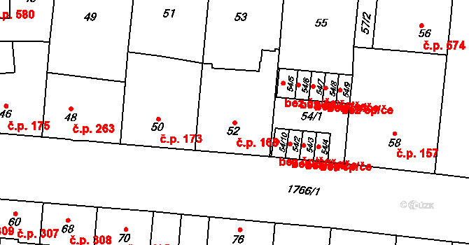 Kobylisy 168, Praha na parcele st. 52 v KÚ Kobylisy, Katastrální mapa