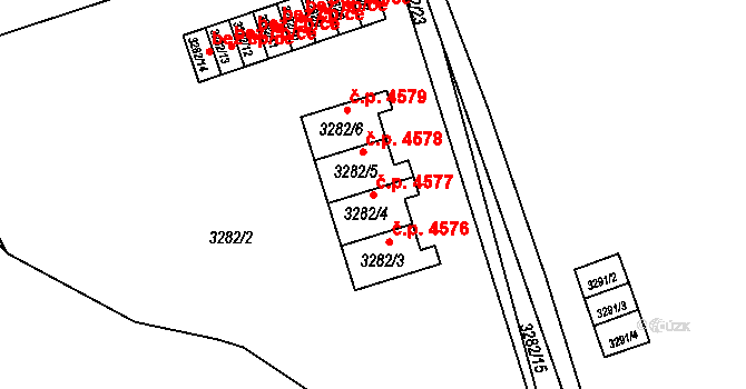 Chomutov 4577 na parcele st. 3282/4 v KÚ Chomutov II, Katastrální mapa