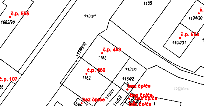 Teplické Předměstí 459, Bílina na parcele st. 1183 v KÚ Bílina, Katastrální mapa
