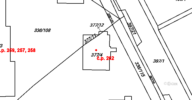 Pražské Předměstí 262, Bílina na parcele st. 377/4 v KÚ Bílina, Katastrální mapa