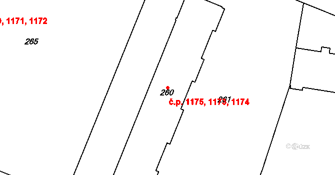 Podlesí 1173,1174,1175, Havířov na parcele st. 260 v KÚ Bludovice, Katastrální mapa