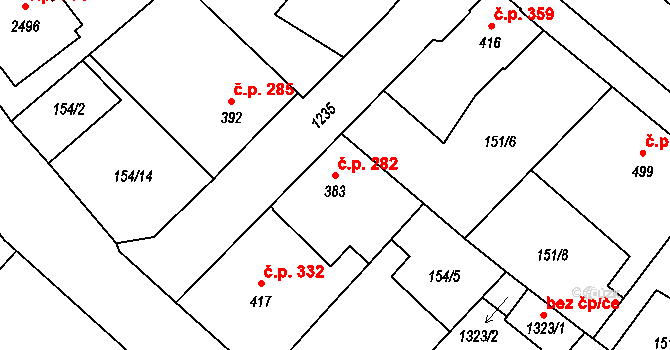 Úšovice 282, Mariánské Lázně na parcele st. 383 v KÚ Úšovice, Katastrální mapa