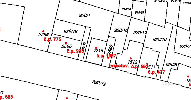 Horka-Domky 1367, Třebíč na parcele st. 7216 v KÚ Třebíč, Katastrální mapa
