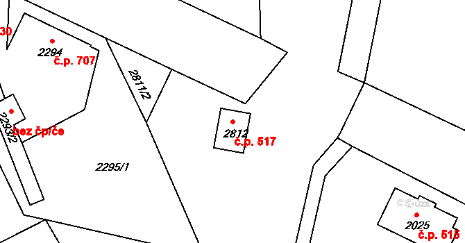 Šluknov 517 na parcele st. 2812 v KÚ Šluknov, Katastrální mapa