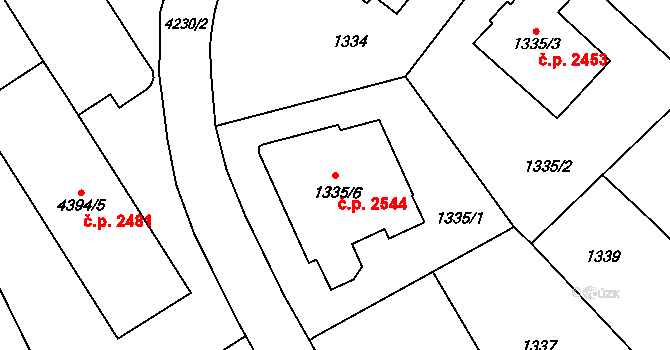 Vinohrady 2544, Praha na parcele st. 1335/6 v KÚ Vinohrady, Katastrální mapa