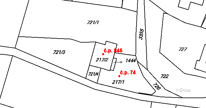 Rtyně v Podkrkonoší 845 na parcele st. 217/2 v KÚ Rtyně v Podkrkonoší, Katastrální mapa